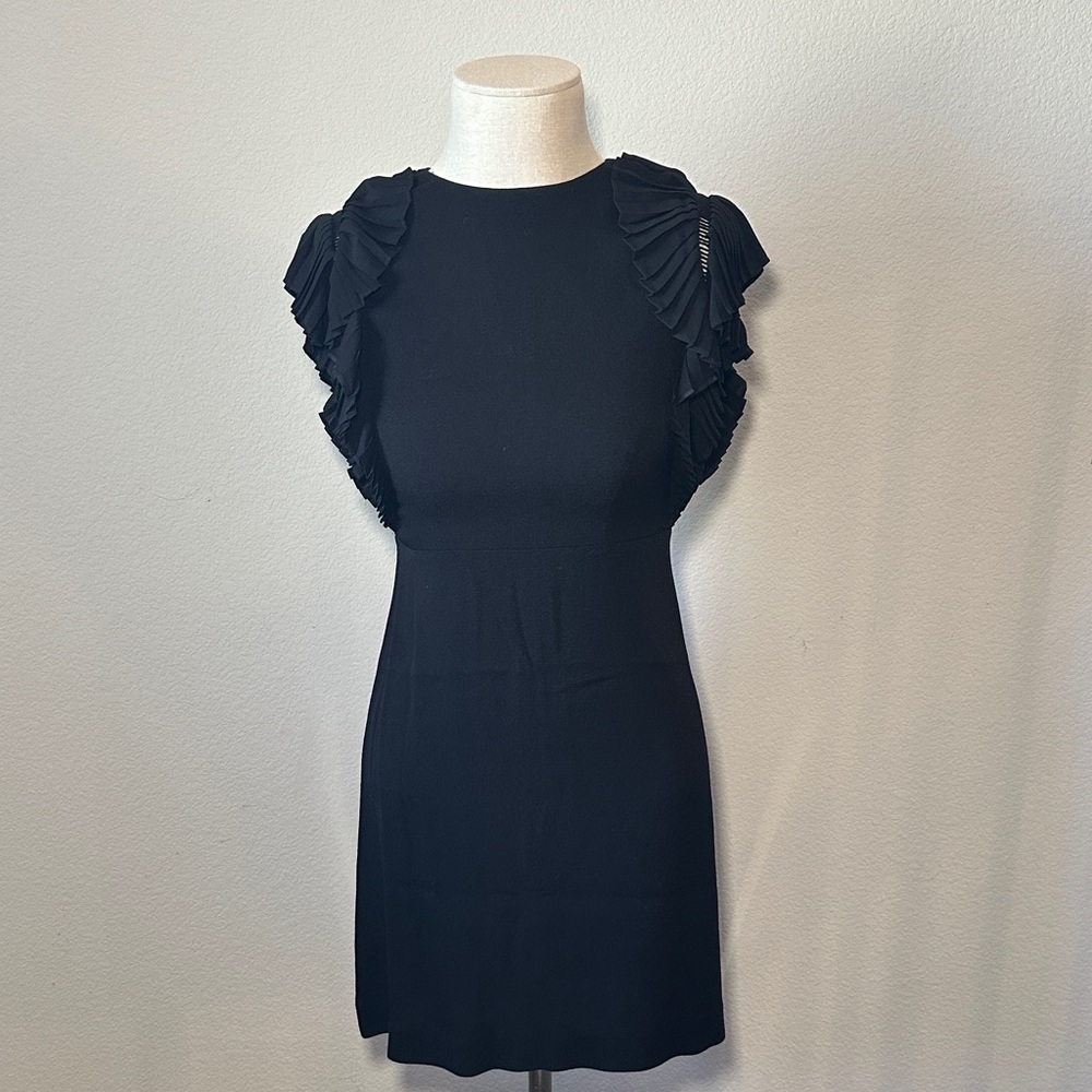 Maje Rolana Black Mini Dress with Pleated Sleeves - 1 (US 2)